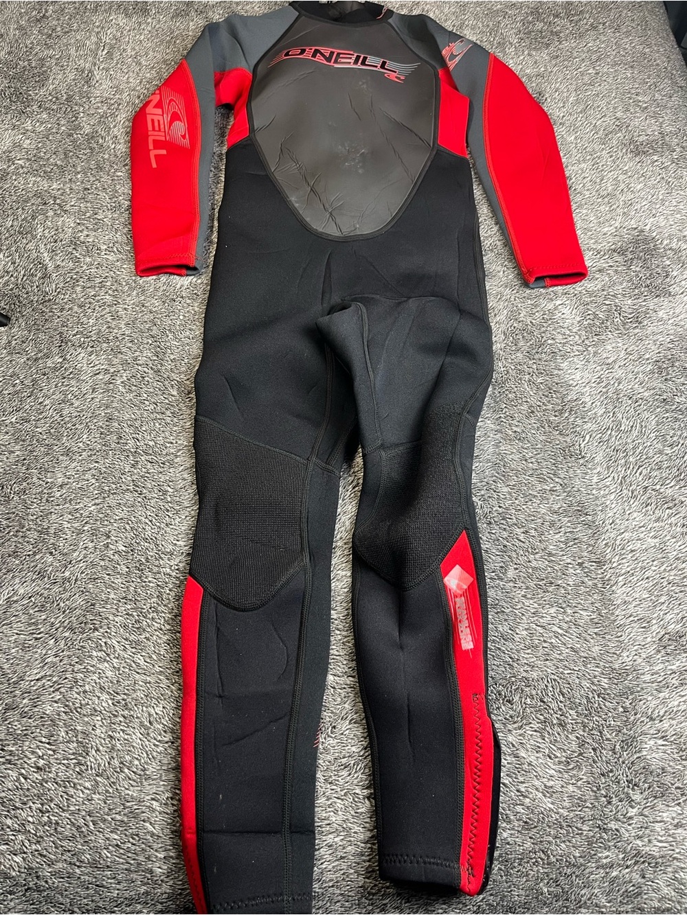 O'Neill Reactor Youth Size 8 Full Wetsuit 3/2mm Back Zip Black Red Surf